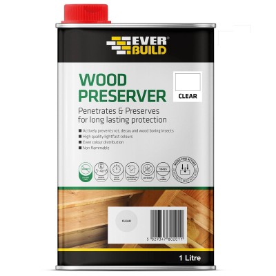 Everbuild Lumberjack Wood Preserver 1 Litre - Clear 482976 LJCR01