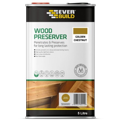 Everbuild Lumberjack Wood Preserver 5 Litre - Golden Chestnut 483724 LJGC05