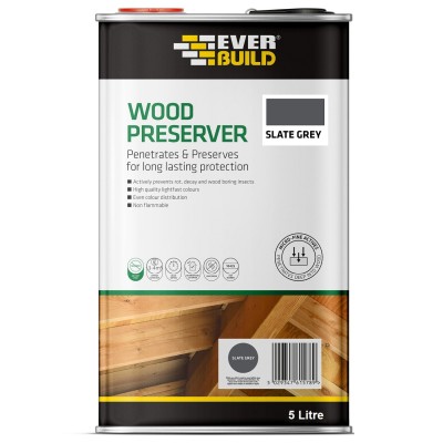 Everbuild Lumberjack Wood Preserver 5 Litre - Slate Grey 633478 LJSG05 