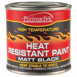Everbuild Purimachos Heat Resistant Matt Black Paint 125ml Tin PCHEATPNT1