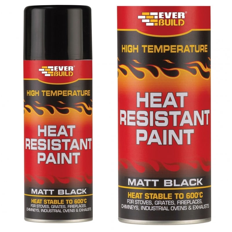 Everbuild Heat Resistant Paint Matt Black Spray Aerosol PCHEATPNT4