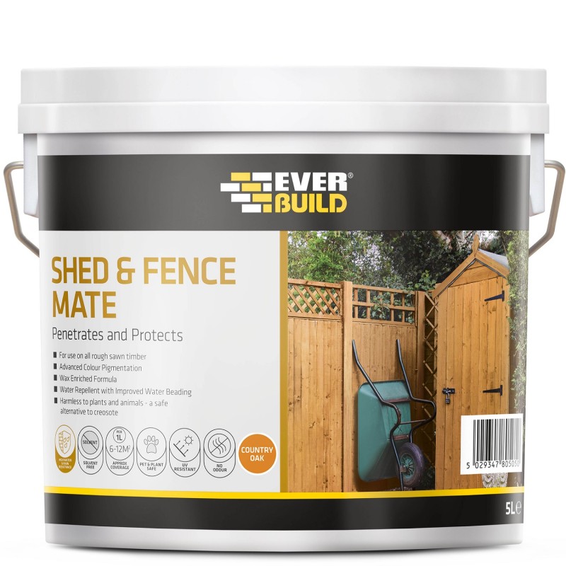 Everbuild FENCECO5 Shed & Fence Mate Country Oak Wood Stain 5 Litre