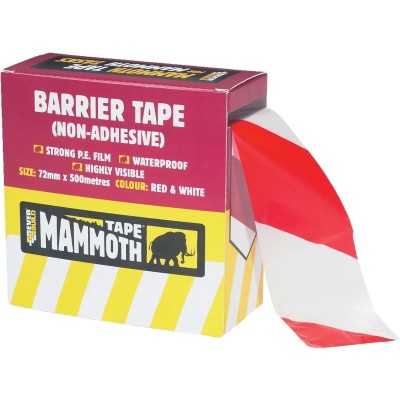 Mammoth Red White Barrier Crowd Control Warning Tape 482932 2BARRD500