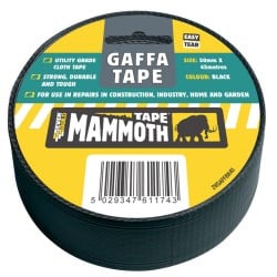 Everbuild Mammoth Gaffa Tape Black 50mm 467448 2VGAFFBK45
