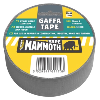 Everbuild Mammoth Gaffa Tape Silver Grey 50mm 696047 2VGAFFSV45