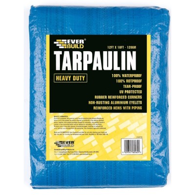Everbuild Heavy Duty Builders Tarp Large Tarpaulin 12 x 18ft 484997 1TARP18