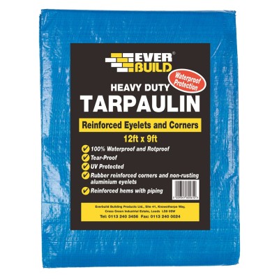 Everbuild Heavy Duty Builders Tarp Tarpaulin 12 x 9ft 484996 1TARP9