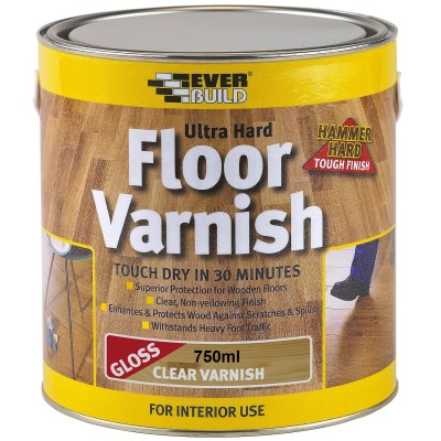 Everbuild Floor Varnish Clear Gloss 750ml 488529 FLOORVGL07