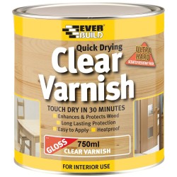 Everbuild Quick Drying Clear Varnish Gloss 750ml 482968 WVARCLG07