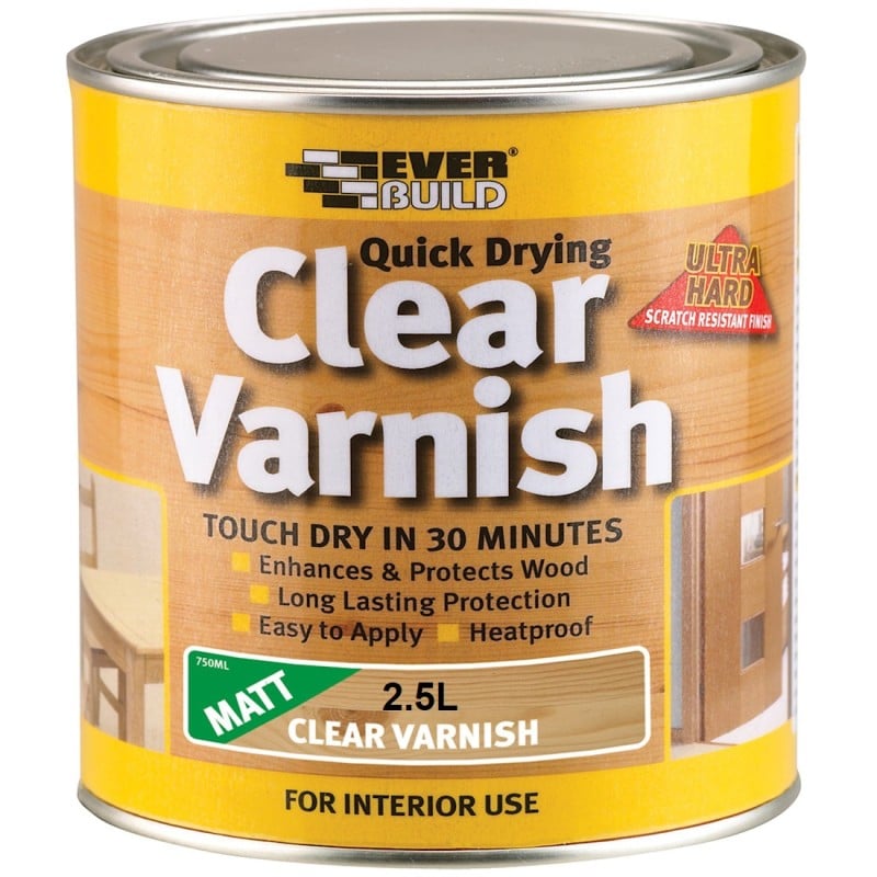 Everbuild Quick Drying Clear Matt Varnish 2.5 Litre WVARCLM2