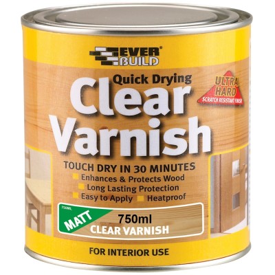 Everbuild Quick Drying Clear Matt Varnish 750ml WVARCLM07