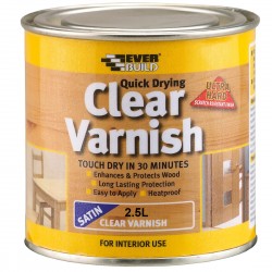 Everbuild Quick Drying Clear Satin Varnish 2.5 Litre WVARCLS2