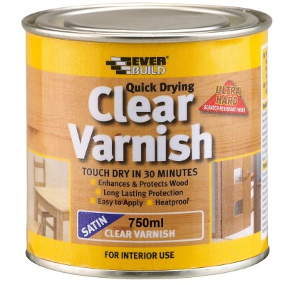 Everbuild Quick Drying Clear Varnish Satin 750ml WVARCLS07