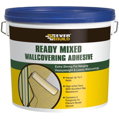 Everbuild Ready Mixed Premium Wallcovering Wall Paper Adhesive 4.5kg 488621 WALLREADY4