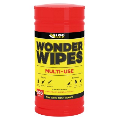 Everbuild Wonder Wipes Antibacterial 100 Wipe Tub WIPE80