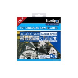 Blue Spot Tools 3 Piece 210mm x 30mm TCT Circular Saw Blades 24T 40T 48T 19404 Bluespot