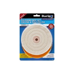 Blue Spot Tools 2 Piece 150mm Polishing Mop Set For Pre and Post Polish 19675 Bluespot