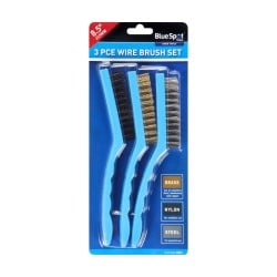 Blue Spot Tools 215mm 8.5 Inch Wire Brush 3 Piece Set 22511 Bluespot