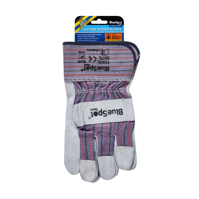 Blue Spot Tools XXL Heavy Duty Leather Rigger Gloves 23044 Bluespot