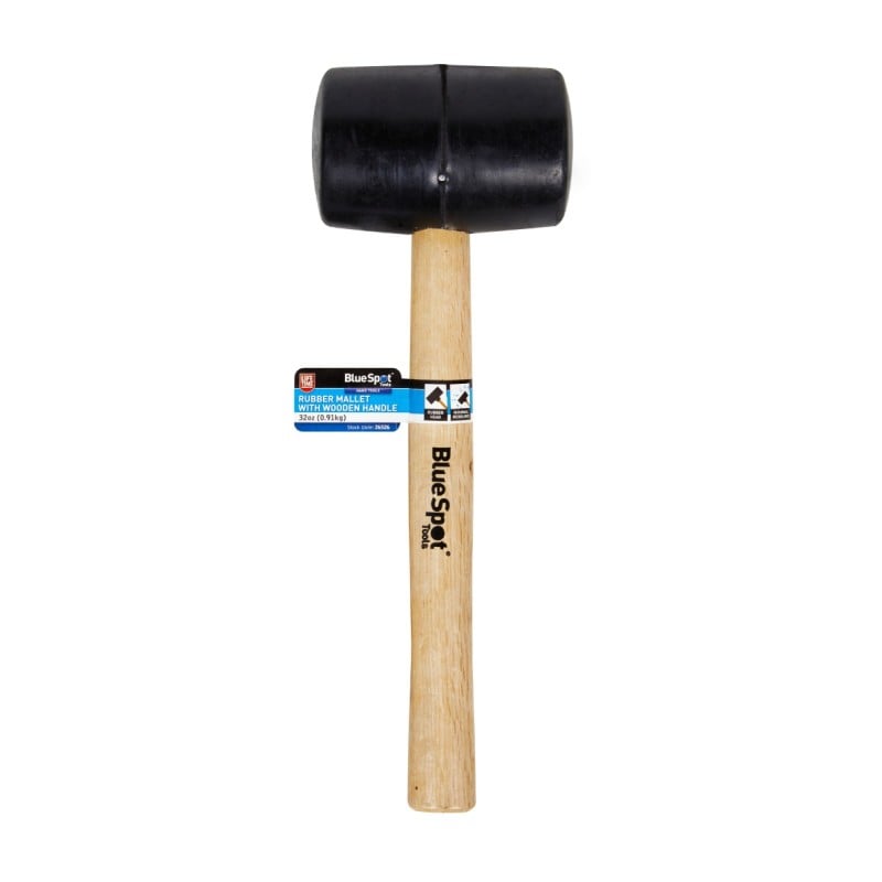Blue Spot Tools 32oz Black Rubber Mallet with Wooden Handle 26526 Bluespot