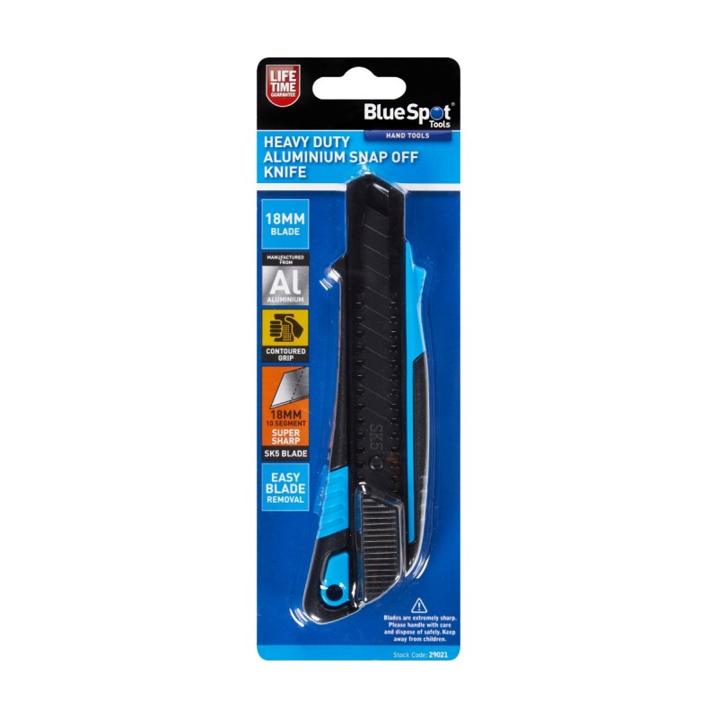 Blue Spot Tools Heavy Duty Aluminium Snap Off Knife 18mm Blade 29021 Bluespot