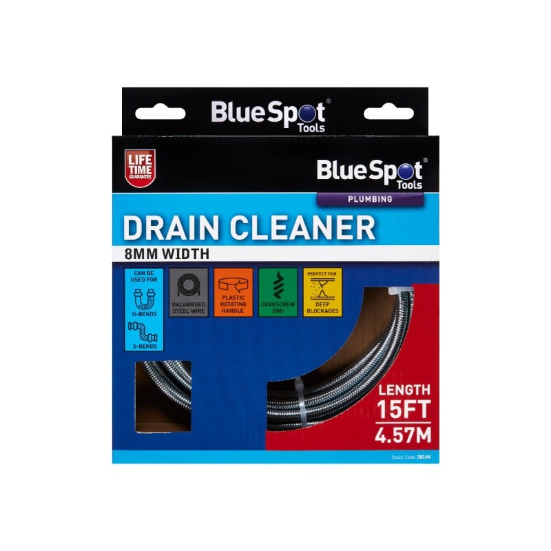 Blue Spot Tools Drain Cleaner 8mm x 15ft 30144 Bluespot