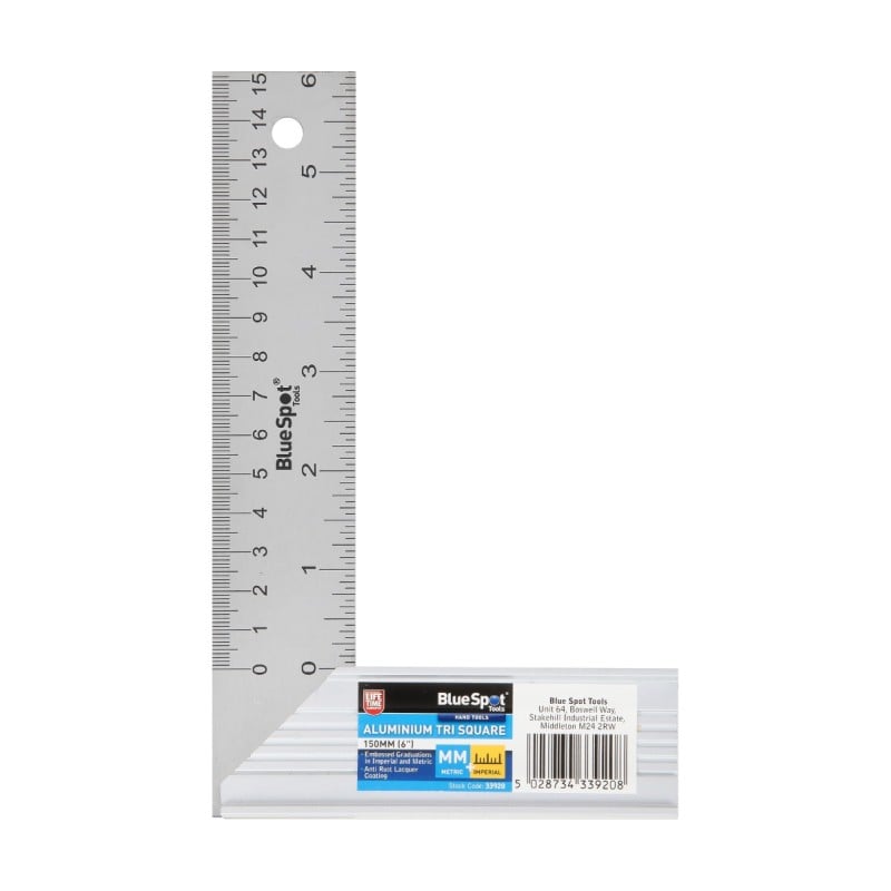 Blue Spot Tools 150mm 6 Inch Aluminium Tri Square 33920 Bluespot