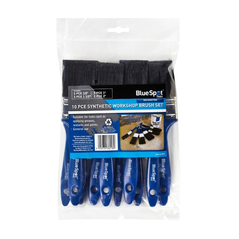 Blue Spot Tools Synthetic Workshop 10 Piece Brush Set 36018 Bluespot