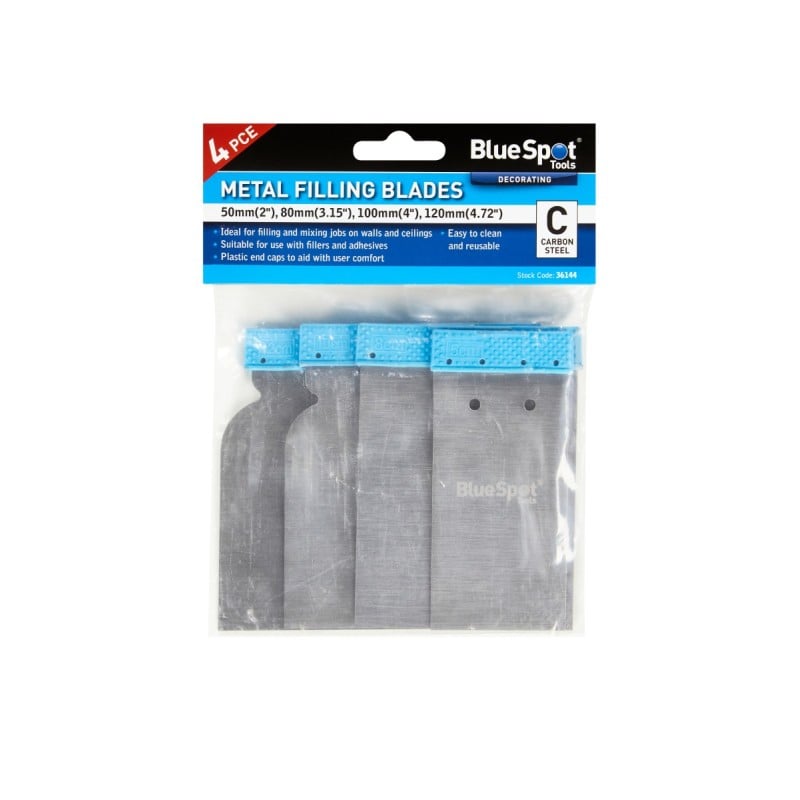 Blue Spot Tools 4 Piece Flexible Filling Blades Metal 50mm to 120mm 36144 Bluespot