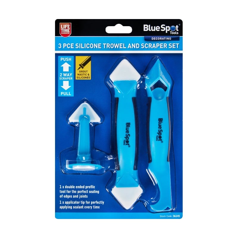 Blue Spot Tools Silicone Trowel and Scraper 3 Piece Set 36145 Bluespot