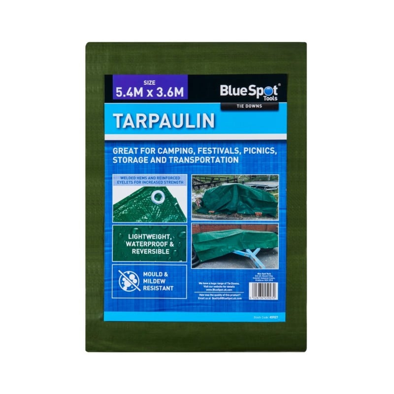 Blue Spot Tools Green 5.4m x 3.6m Tarpaulin 45927 Bluespot
