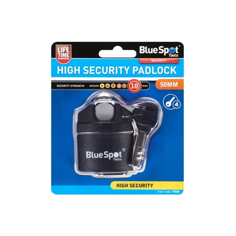 Blue Spot Tools 50mm High Security Padlock 77038 Bluespot