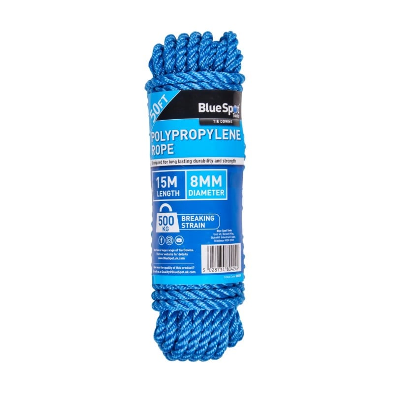 Blue Spot Tools 50FT Polypropylene Rope 8mm x 15 Metres 80424 Bluespot