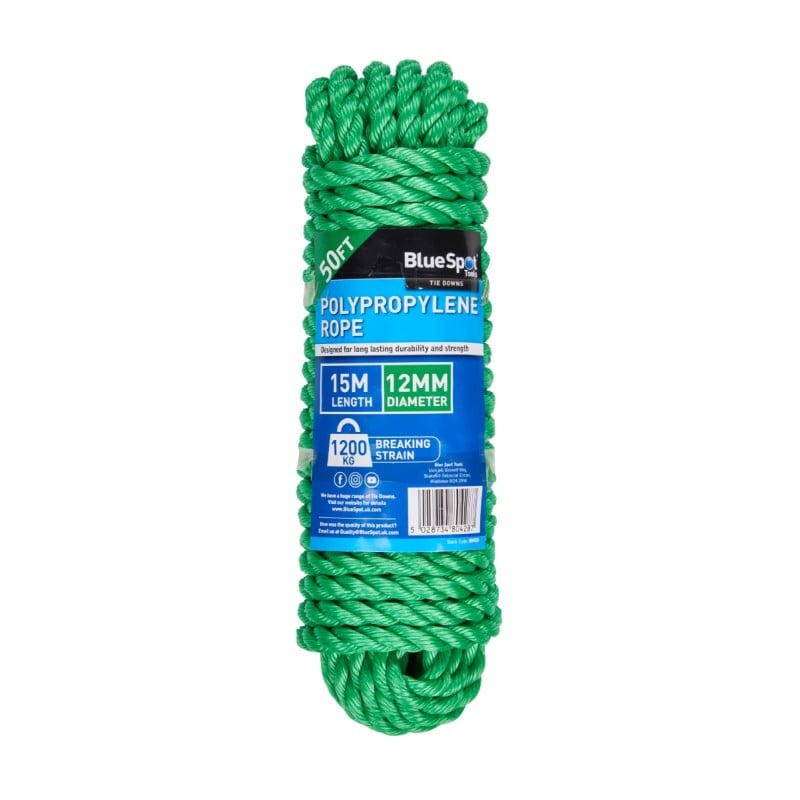 Blue Spot Tools 50FT Polypropylene Rope 12mm x 15 metres 80428 Bluespot
