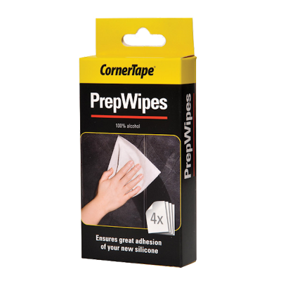CornerTape Silicone Sealant Surface Preparation Alcohol Wipes 4 Pack