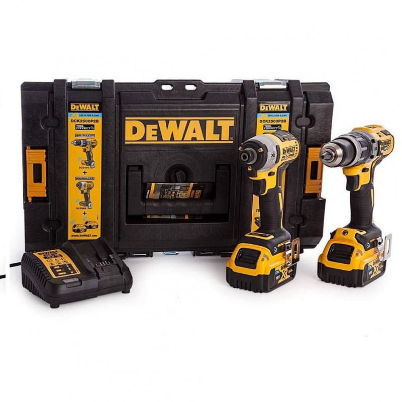 Dewalt DCK2500P2B XR Brushless Tool Bluetooth Drill Driver 18V 5.0Ah Li
