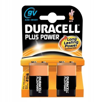 DURACELL PLUS Power 9V PP3 Smoke Alarm Battery Twin Pack MN1604B2