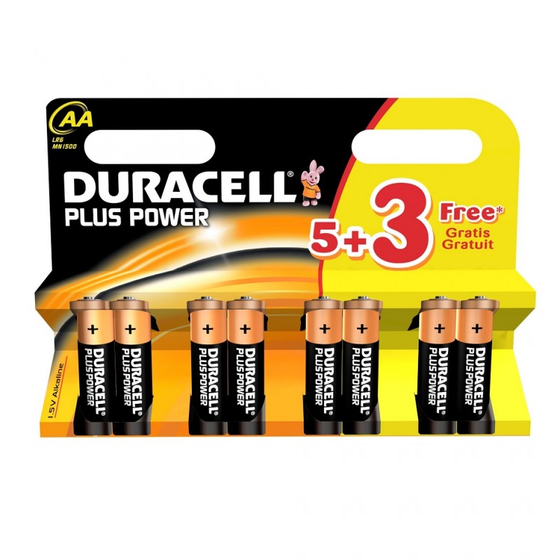 Duracell Plus Power AA Battery 8pk DURAAK8P Sealants and Tools Direct
