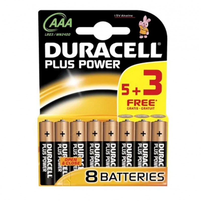 Duracell Plus Power AAA Batteries 8pk DURAAAK8P Sealants and Tools Direct