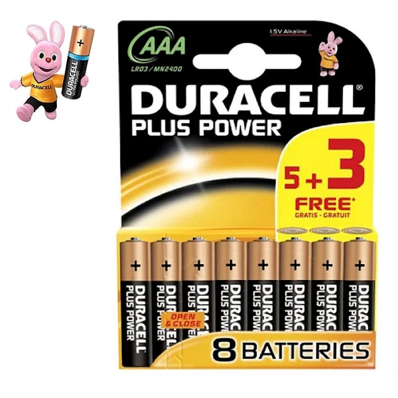 Duracell Plus Power AAA Batteries 8pk DURAAAK8P Sealants and Tools Direct