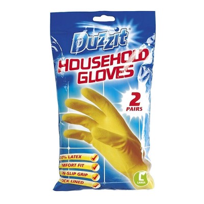 Duzzit Household Latex Gloves Large 2 Pairs DZT1020A 