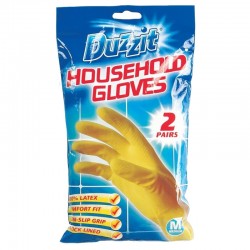 Duzzit Household Latex Gloves Medium 2 Pairs DZT1024A