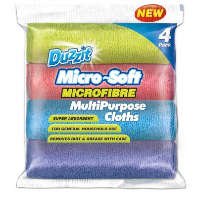 Duzzit Microfibre Soft Dusting Polishing Cleaning Cloths 4pk DZT1098