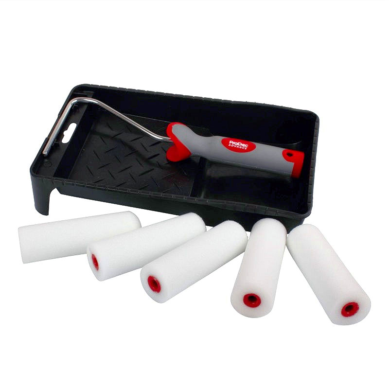 Prodec Mini Gloss Paint Rad Radiator Roller Frame Foam Sleeve Tray Kit