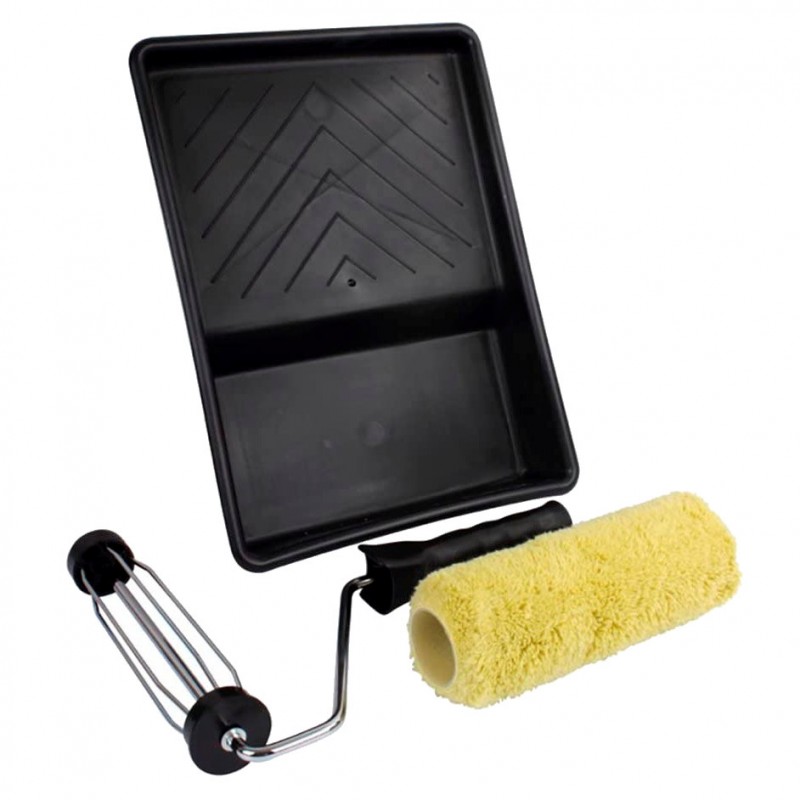 Prodec Long Pile 9 inch Emulsion Masonry Paint Roller Frame Tray Kit