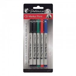Chiltern CD Marker Pens Black Green Blue Red 5pk CW1048