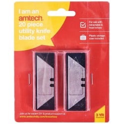 Amtech Utility Knife Blades 20 Piece Twin Dispenser Pack S0360