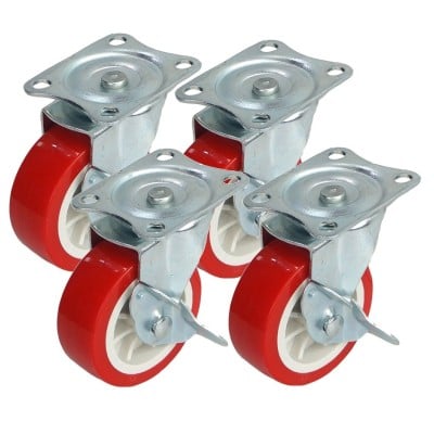 Amtech 200kg 3 inch Swivel Castor Braked & Unbraked Wheel 4pk S5675