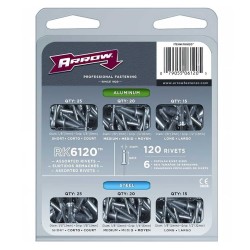 Arrow Multi Pop Rivet Pack Aluminium & Steel Rivets ARK6120