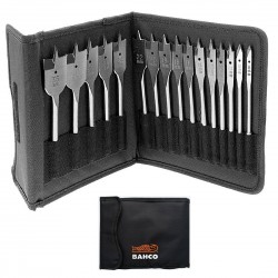 Bahco 9629 Series Flat 15pc Wood Drill Bit Set In Tool Pouch 9529SET15
